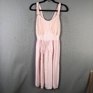 Vintage Carillon Dress S Pink Pleated Lace Nightgown Slip Coquette Babydoll